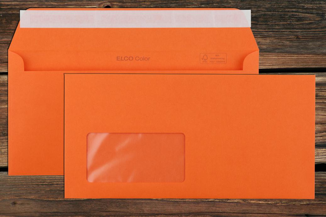 Briefhüllen mit Fenster C6/5 114x229 mm Haftklebend Orange 100 g/qm